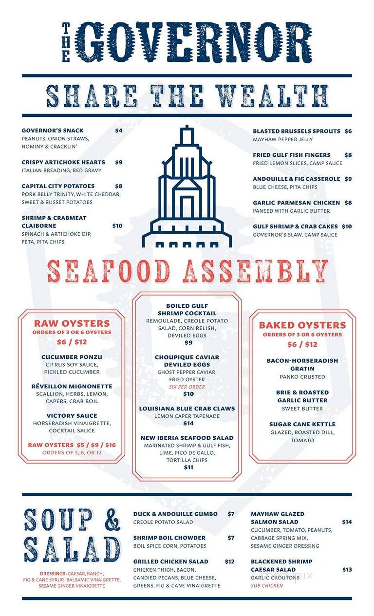 The Governor Restaurant & Seafood Bar - New Orleans, LA menu_pic