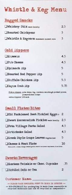 Whistle and Keg - Youngstown, OH menu_pic
