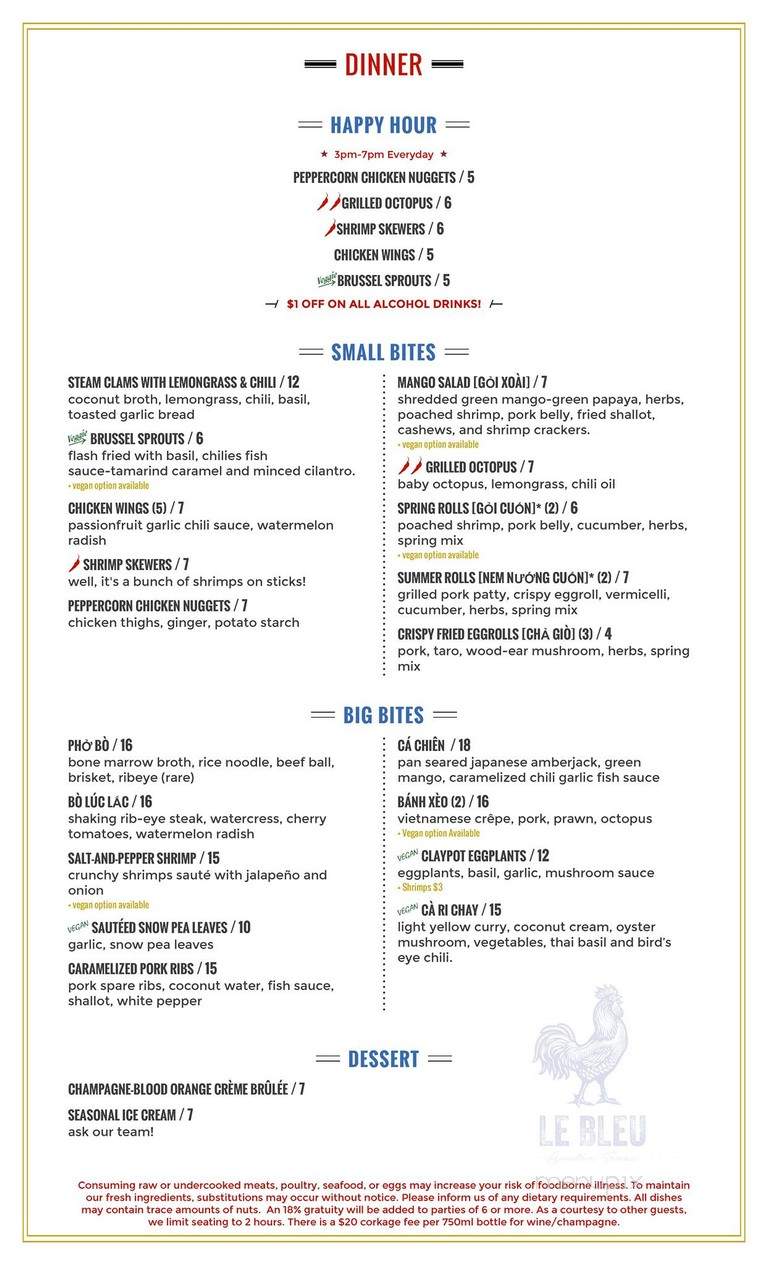 Le Bleu - Austin, TX menu_pic
