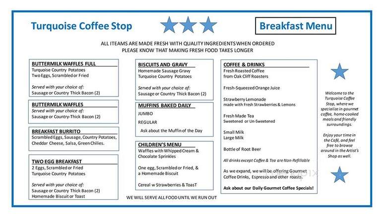 Turquoise Coffee Stop - Chillicothe, TX menu_pic