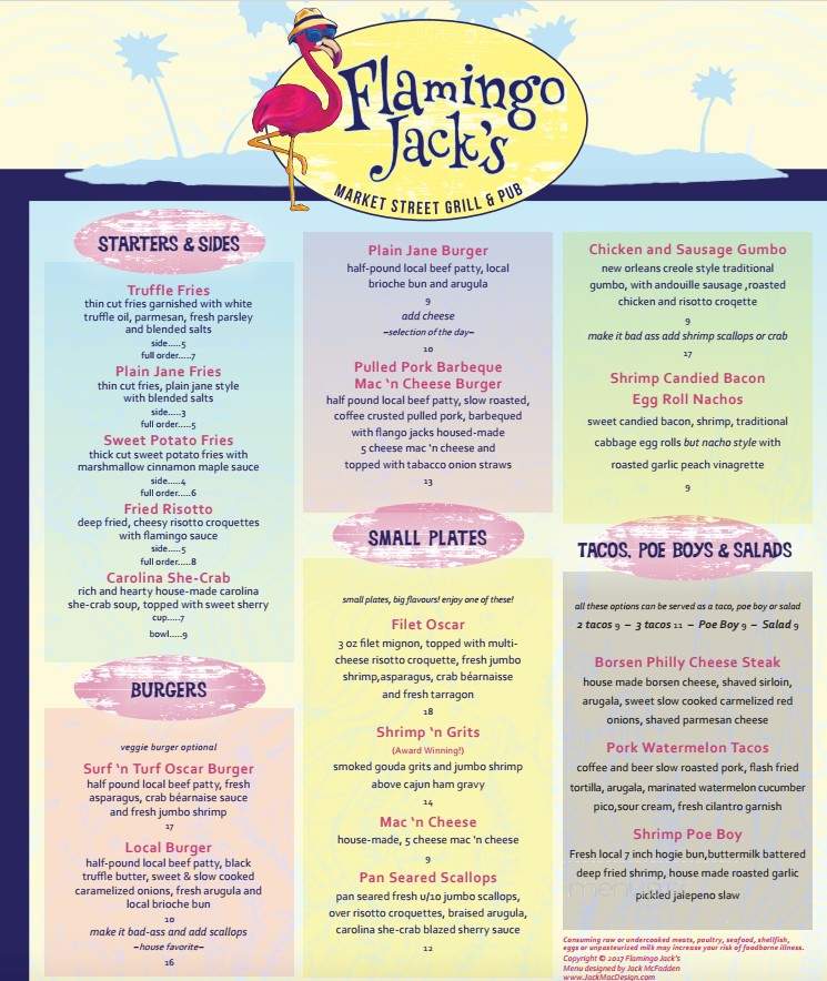 Flamingo Jack's - Wooster, OH menu_pic