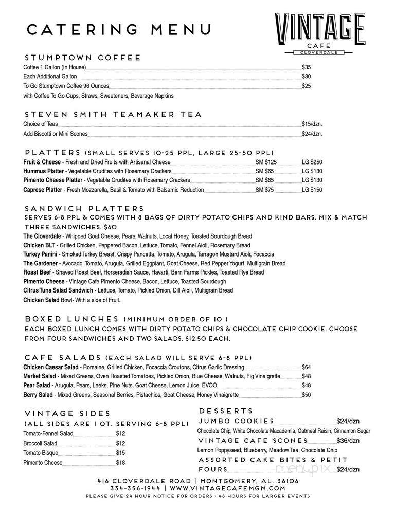 Vintage Cafe - Montgomery, AL menu_pic
