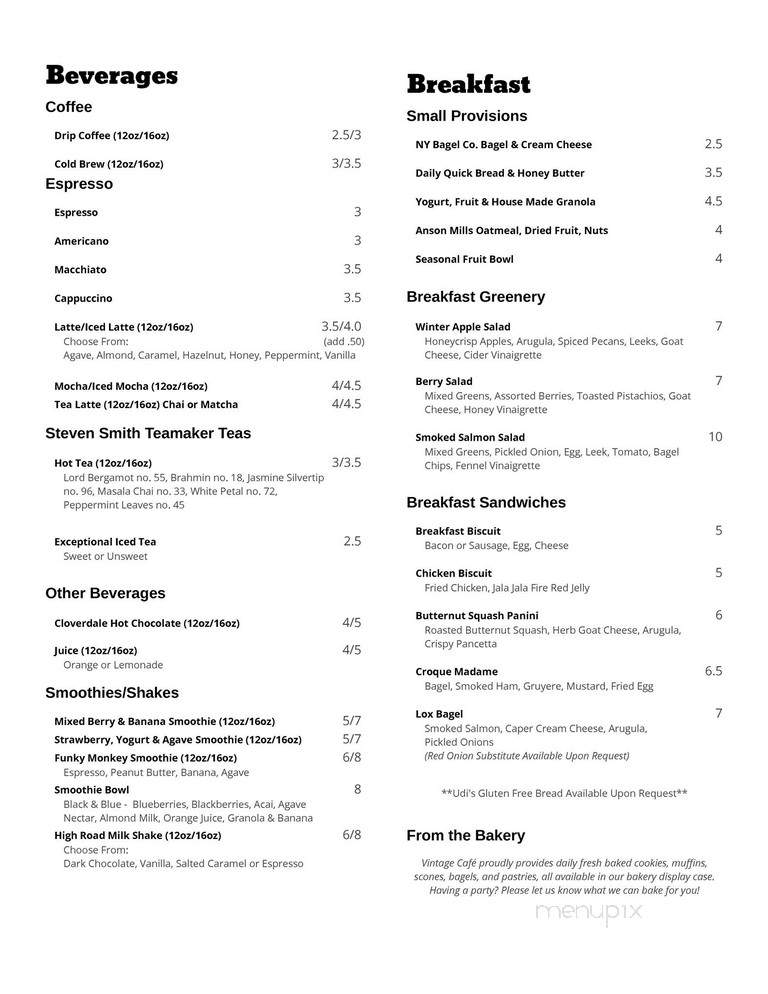 Vintage Cafe - Montgomery, AL menu_pic