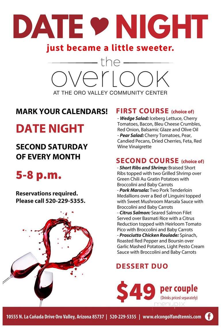 The Overlook Restaurant - Oro Valley, AZ menu_pic