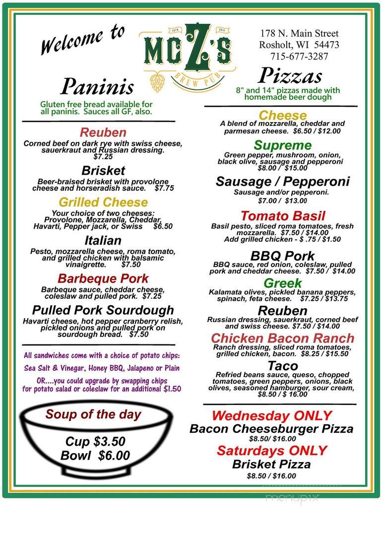 McZ's Brew Pub - Rosholt, WI menu_pic