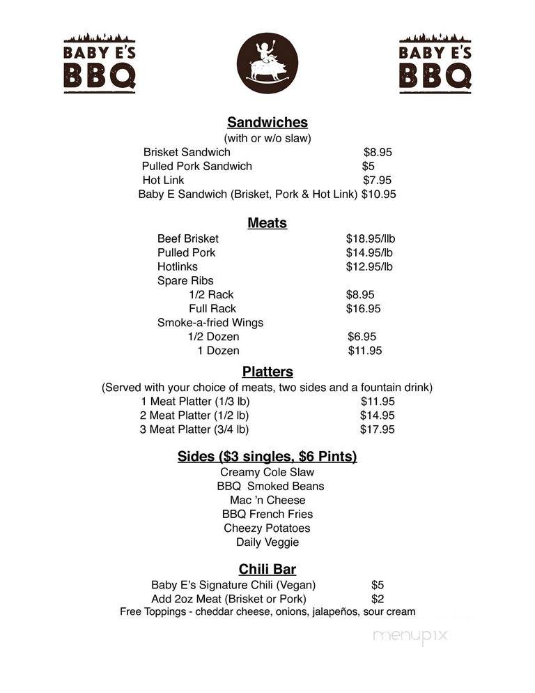 Baby E's BBQ - Houghton, MI menu_pic