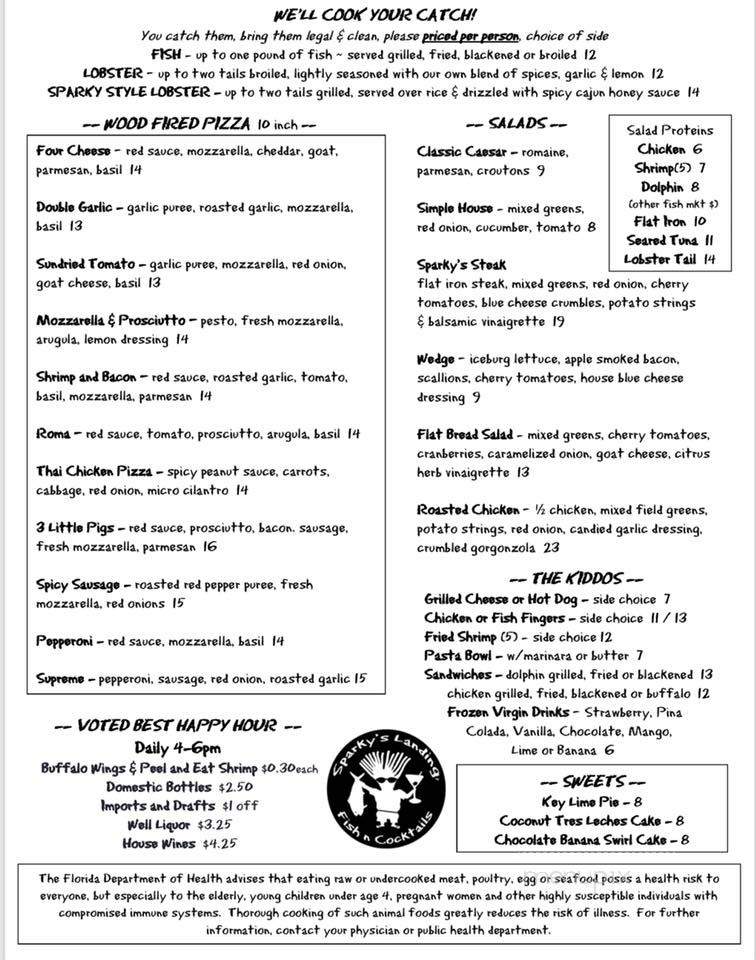 Sparky's Landing - Marathon, FL menu_pic