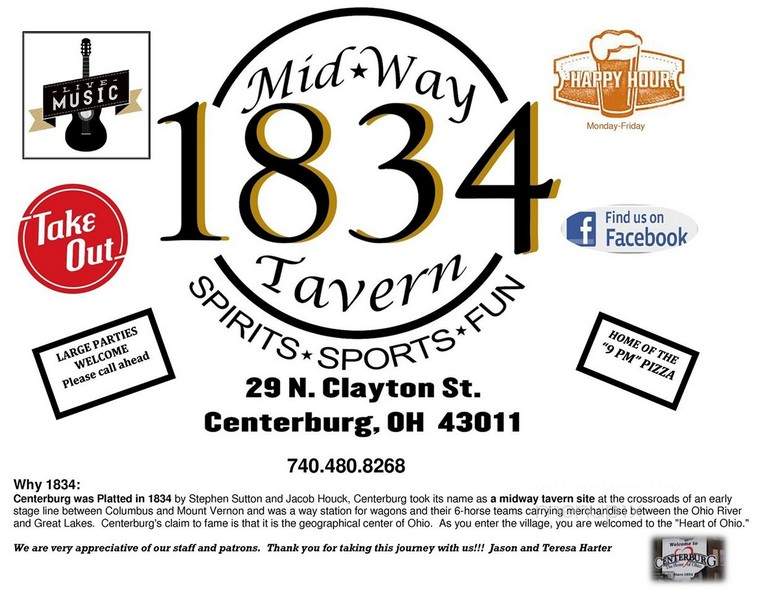 1834 Mid-Way Tavern - Centerburg, OH menu_pic