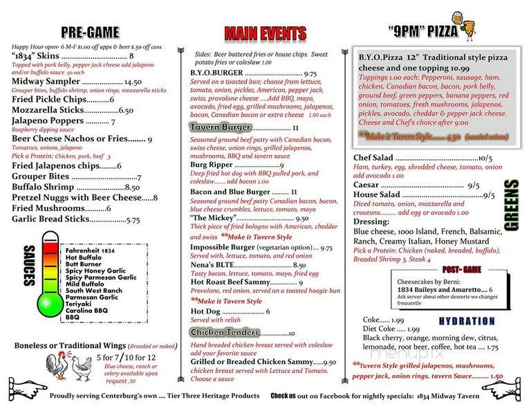 1834 Mid-Way Tavern - Centerburg, OH menu_pic