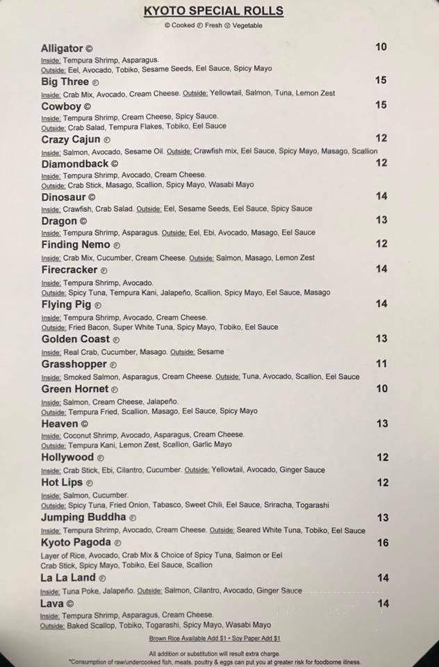 Kyoto Sushi Bar & Asian Bistro - Edmond, OK menu_pic