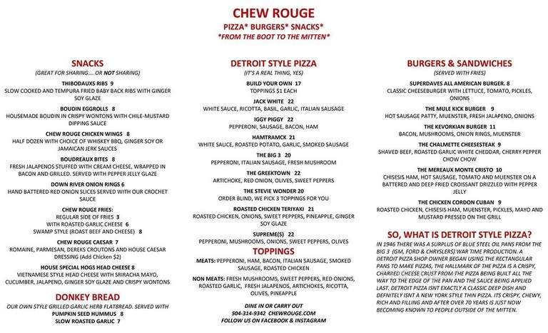 Chew Rouge - Arabi, LA menu_pic