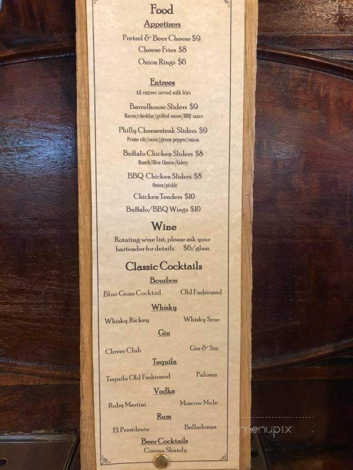 The Barrelhouse on Market - Jeffersonville, IN menu_pic
