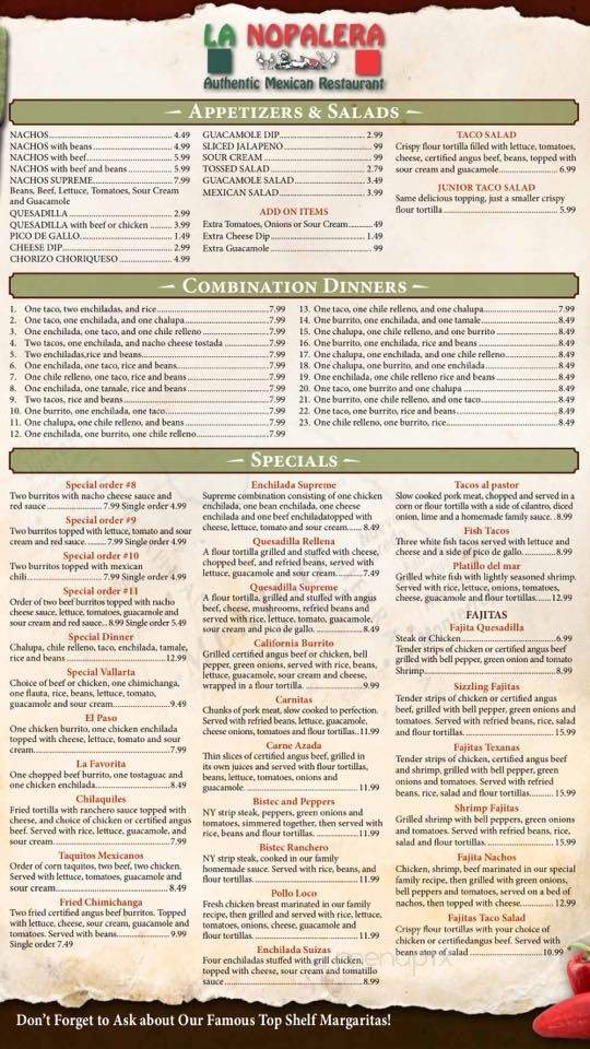 La Nopalera - Jacksonville, FL menu_pic