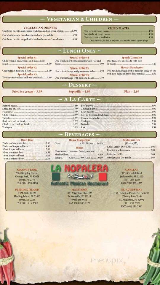 La Nopalera - Jacksonville, FL menu_pic