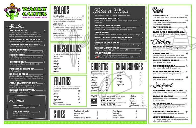 Wacky Cactus - Poughkeepsie, NY menu_pic