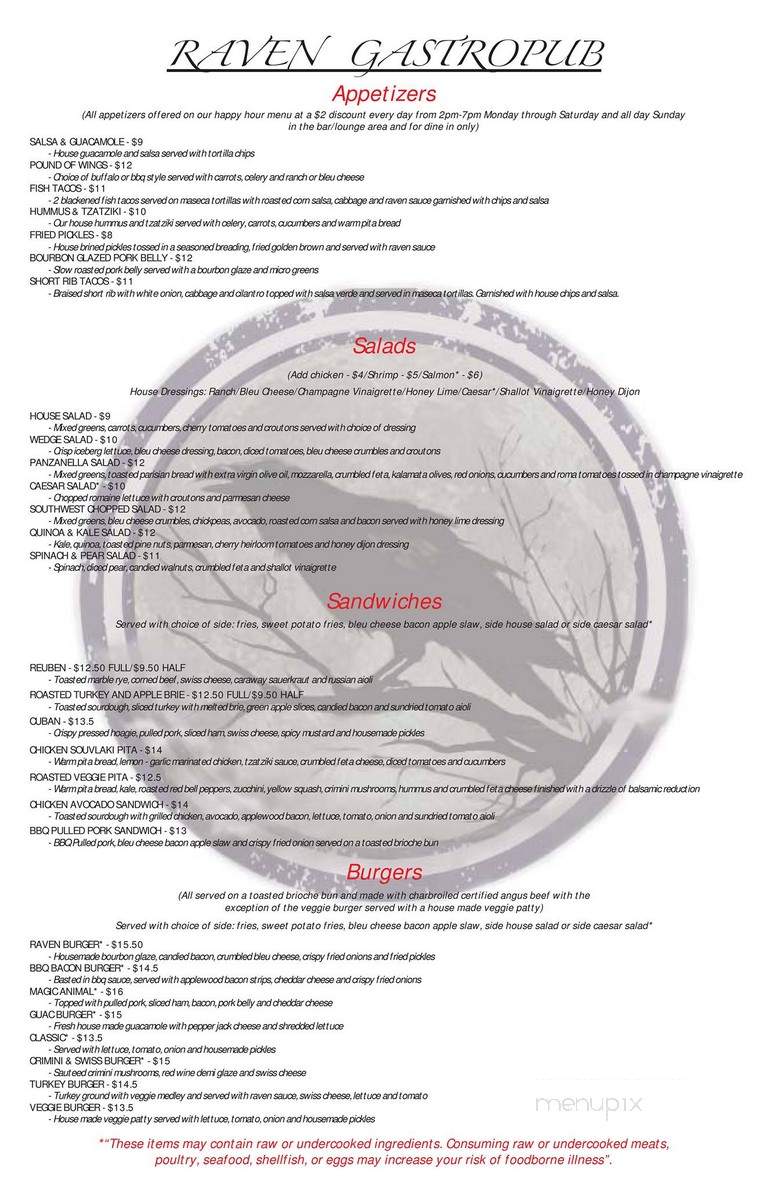 Raven Gastropub - Scottsdale, AZ menu_pic