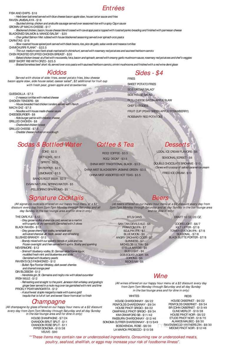 Raven Gastropub - Scottsdale, AZ menu_pic