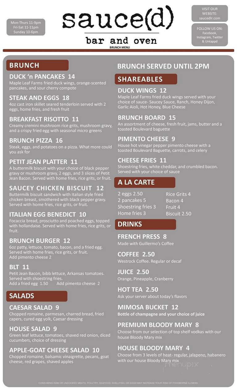 Sauced Bar and Oven - Little Rock, AR menu_pic
