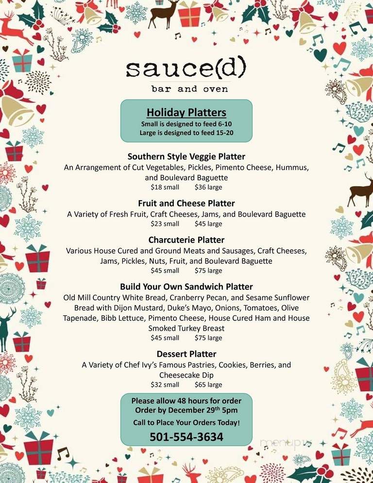 Sauced Bar and Oven - Little Rock, AR menu_pic