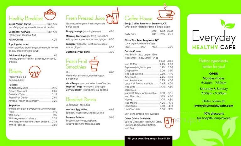 Everyday Healthy Cafe - White Plains, NY menu_pic