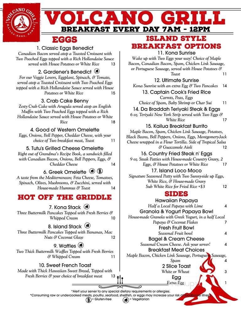 Volcano Grill - Kailua-Kona, HI menu_pic