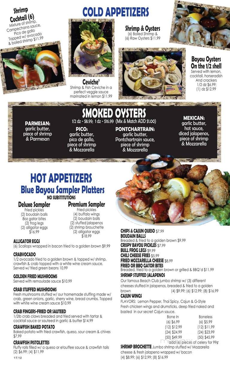 Blue Bayou Cafe - Houston, TX menu_pic