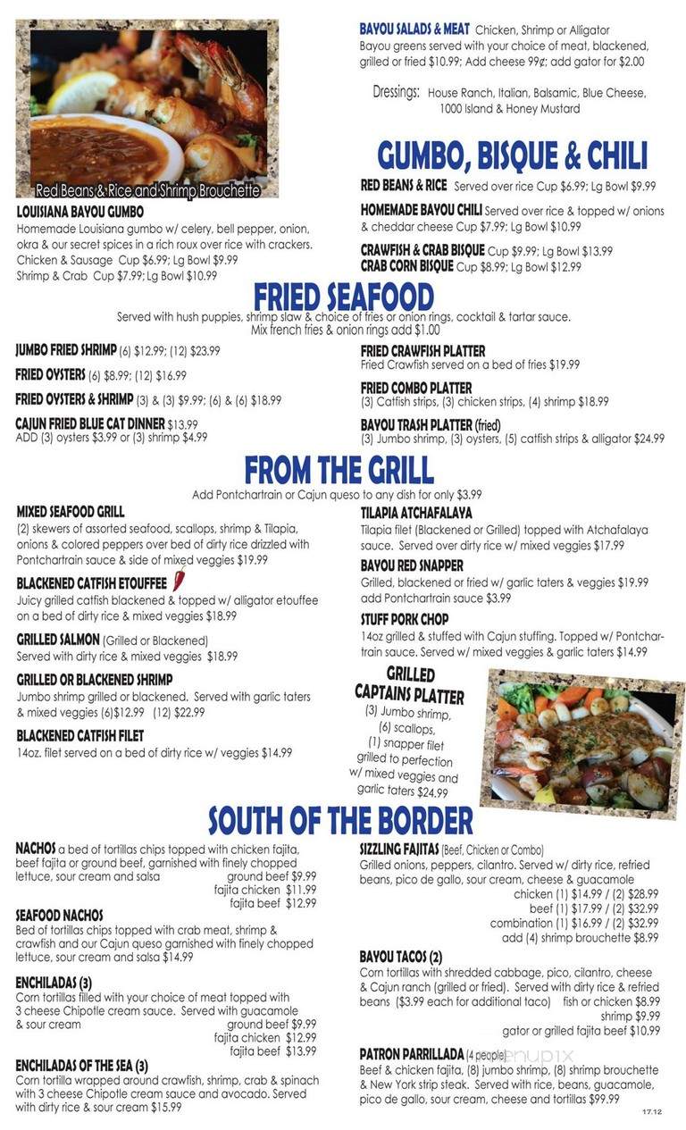 Blue Bayou Cafe - Houston, TX menu_pic