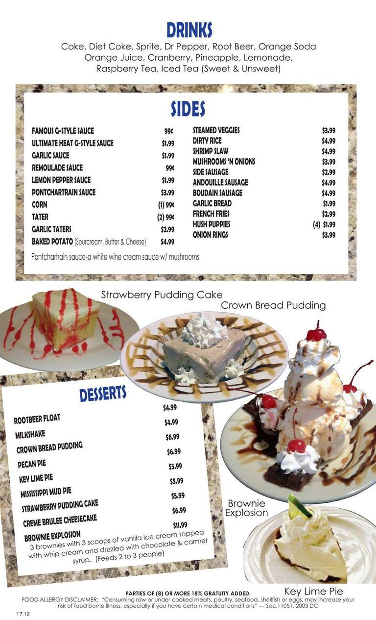 Blue Bayou Cafe - Houston, TX menu_pic