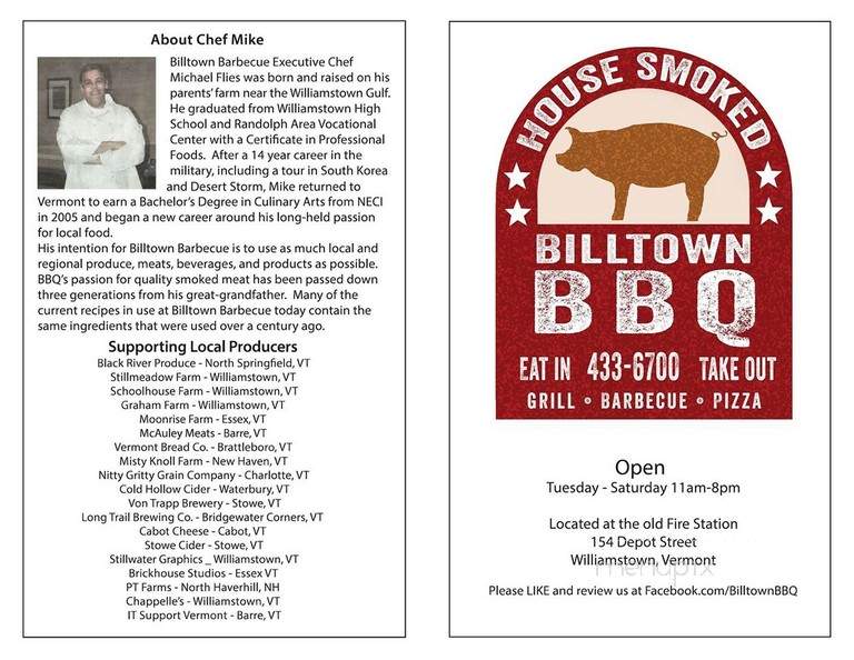 Billtown BBQ - Williamstown, VT