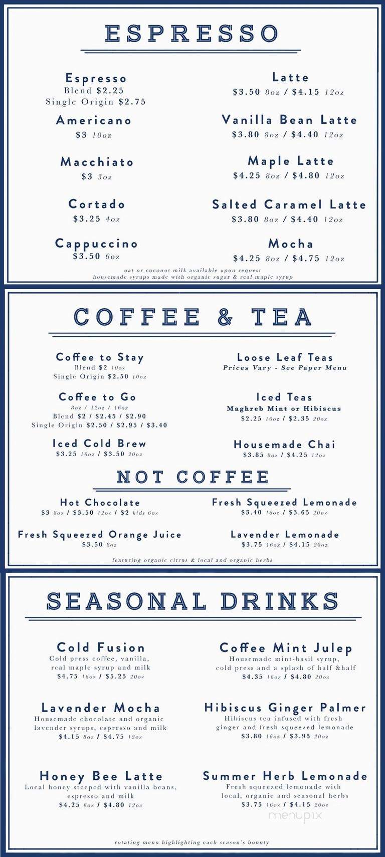 Kickapoo Coffee - Bayfield, WI menu_pic