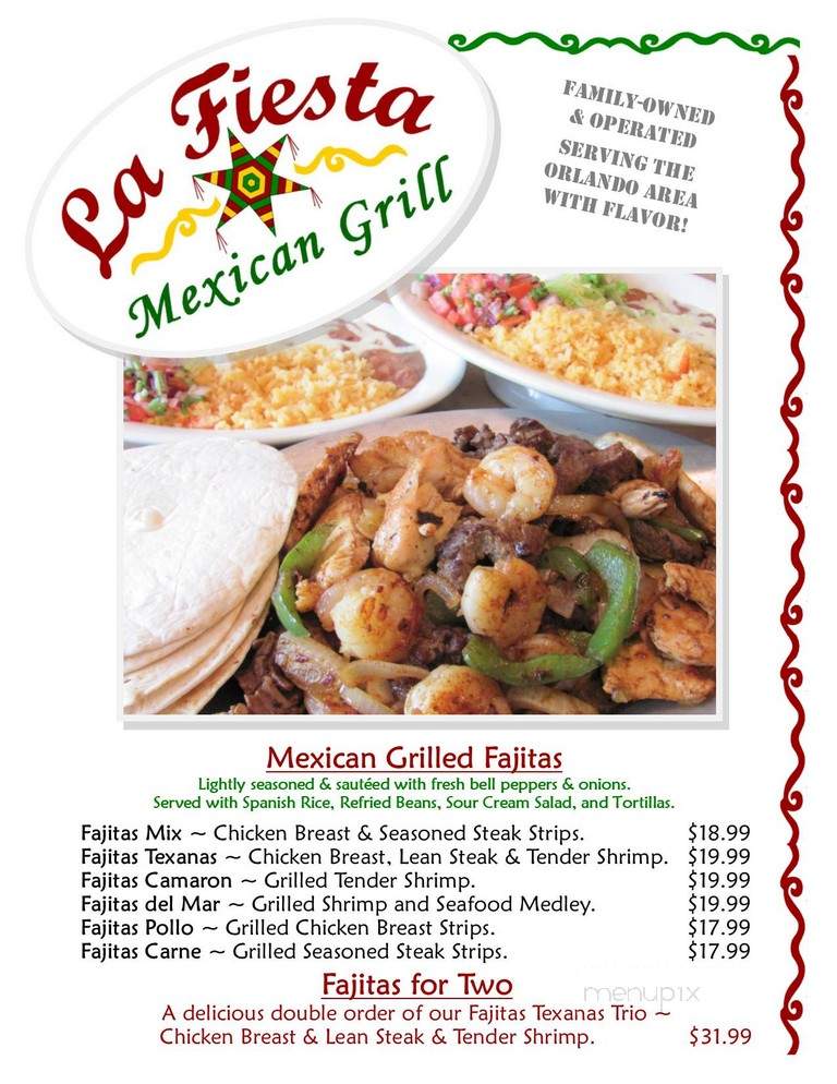 La Fiesta Mexican Grill - Oviedo, FL menu_pic