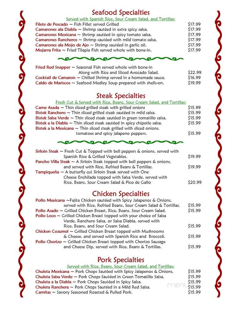La Fiesta Mexican Grill - Oviedo, FL menu_pic