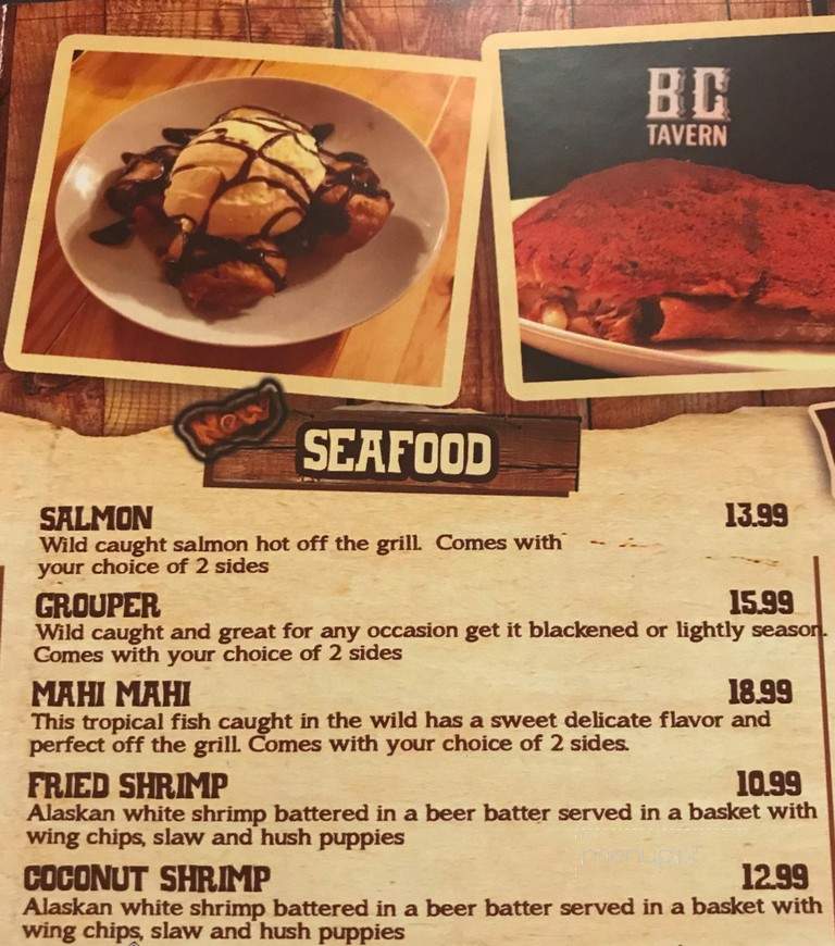 Big Country Tavern - Chesterfield, SC menu_pic