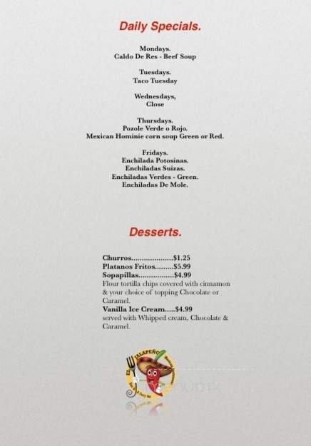 El Jalapeno Mexican Restaurant & Taqueria - Allen Park, MI menu_pic
