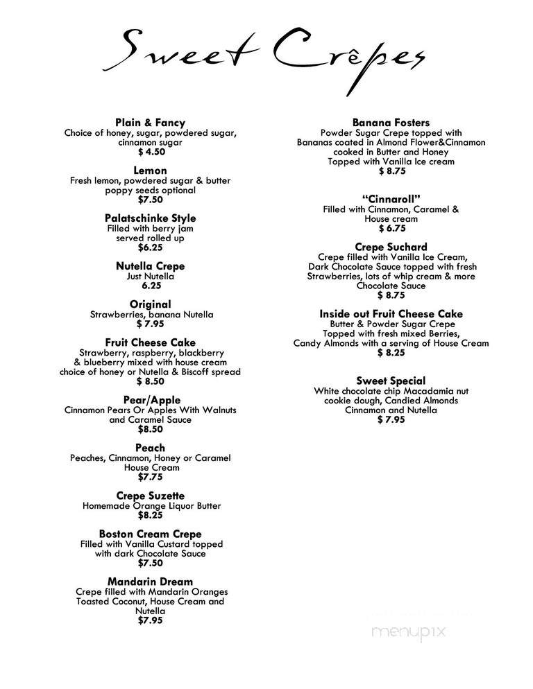 Penny Path Cafe and Crepe Shop - Winston-Salem, NC menu_pic