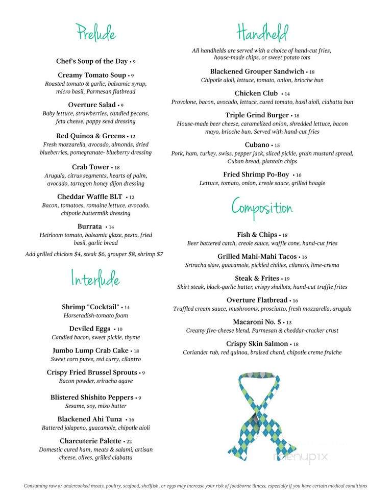 Overture Restaurant - Sarasota, FL menu_pic