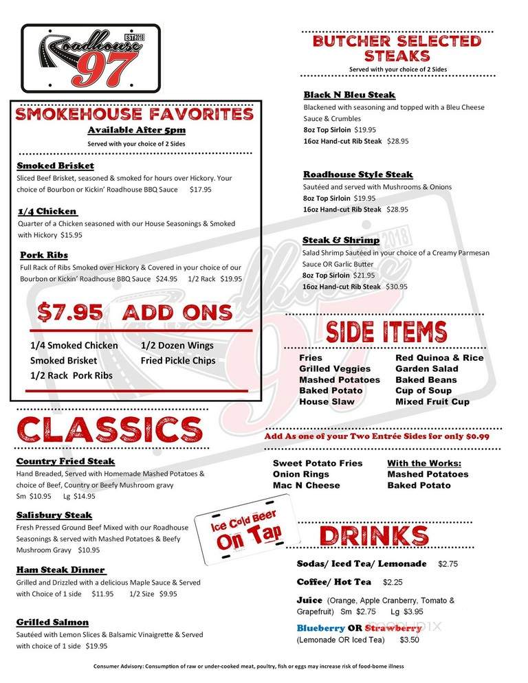 Roadhouse 97 - North Omak, WA menu_pic