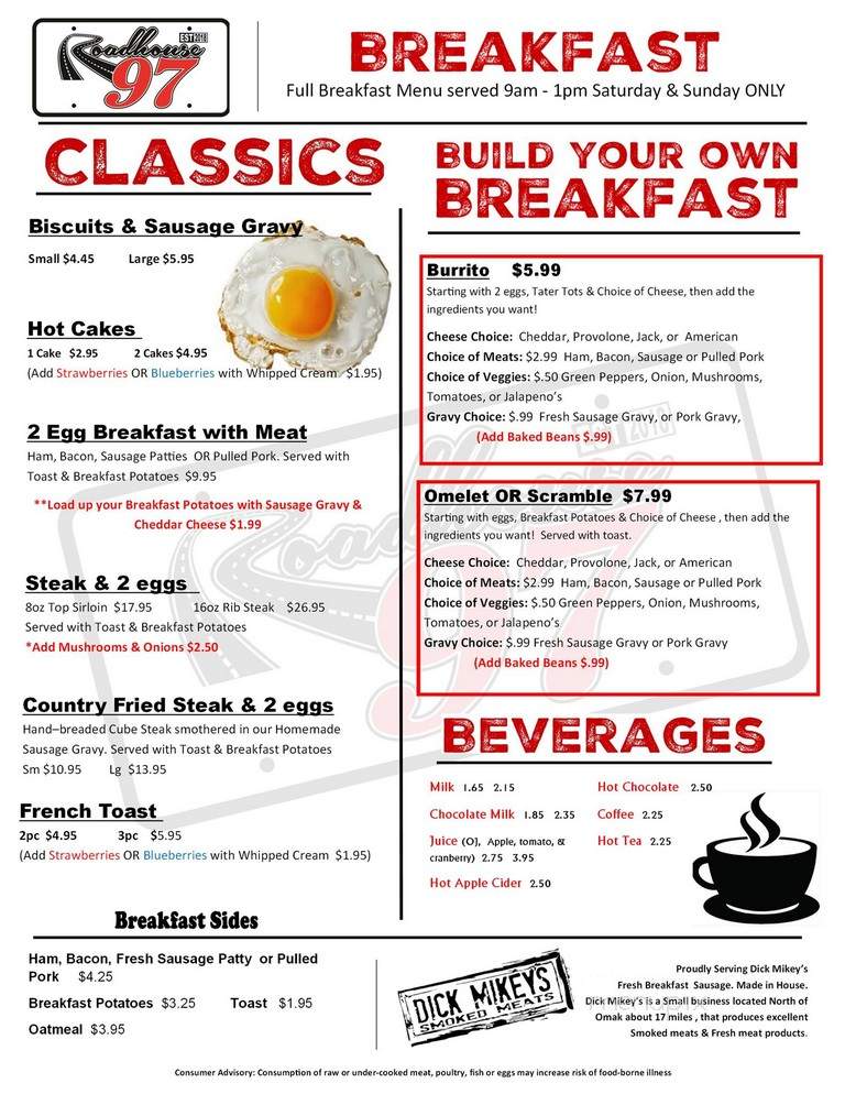 Roadhouse 97 - North Omak, WA menu_pic