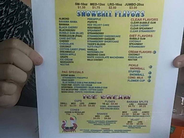 Sheri's Snack Shack - Montegut, LA menu_pic
