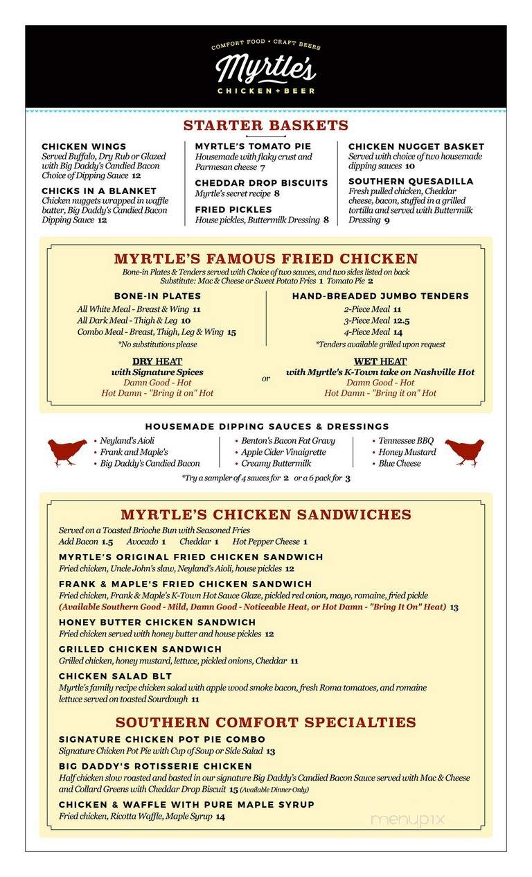 Myrtle's Chicken + Beer - Knoxville, TN menu_pic