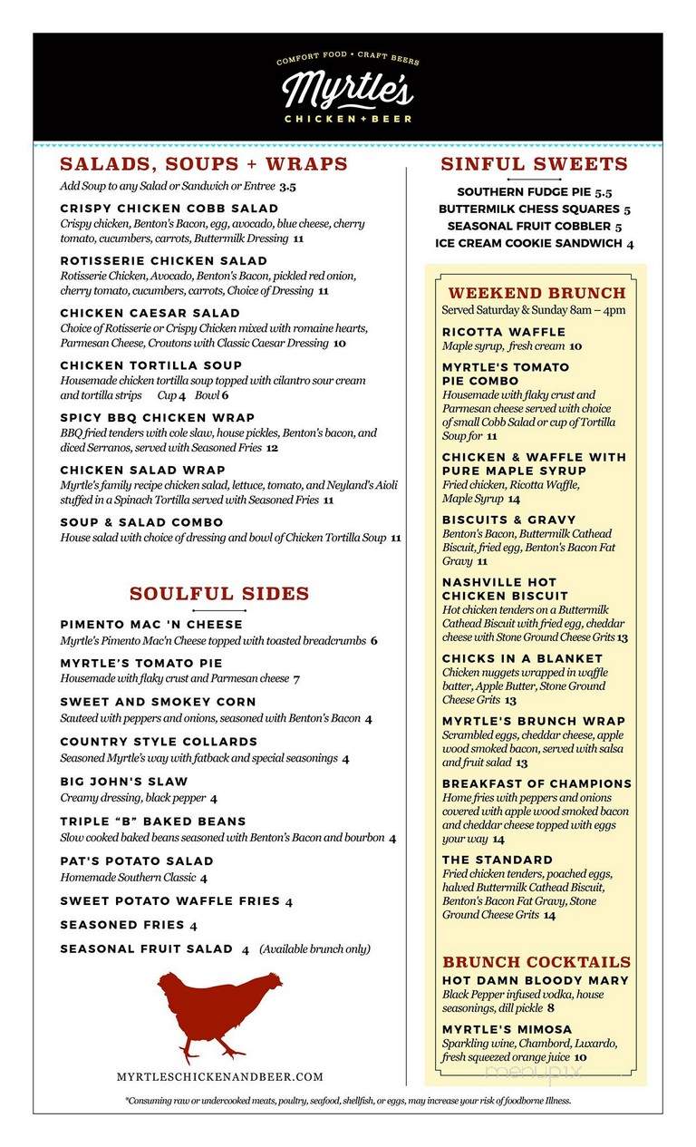 Myrtle's Chicken + Beer - Knoxville, TN menu_pic