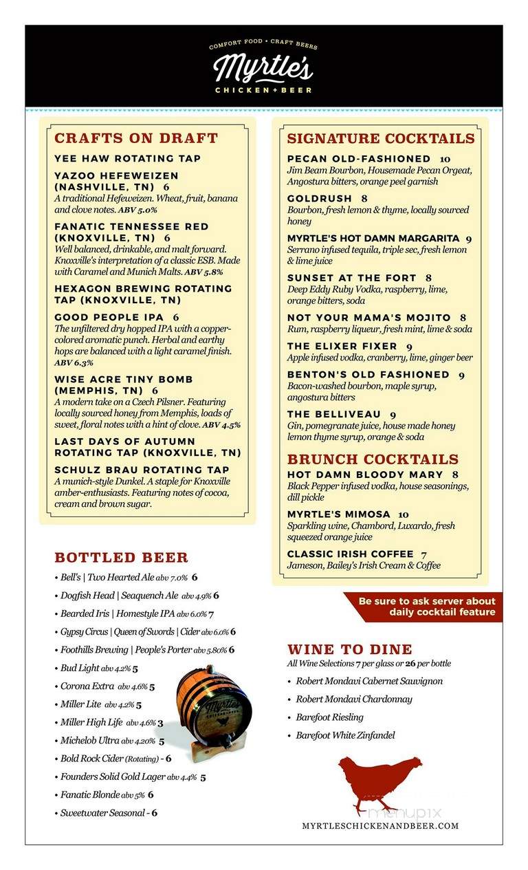 Myrtle's Chicken + Beer - Knoxville, TN menu_pic