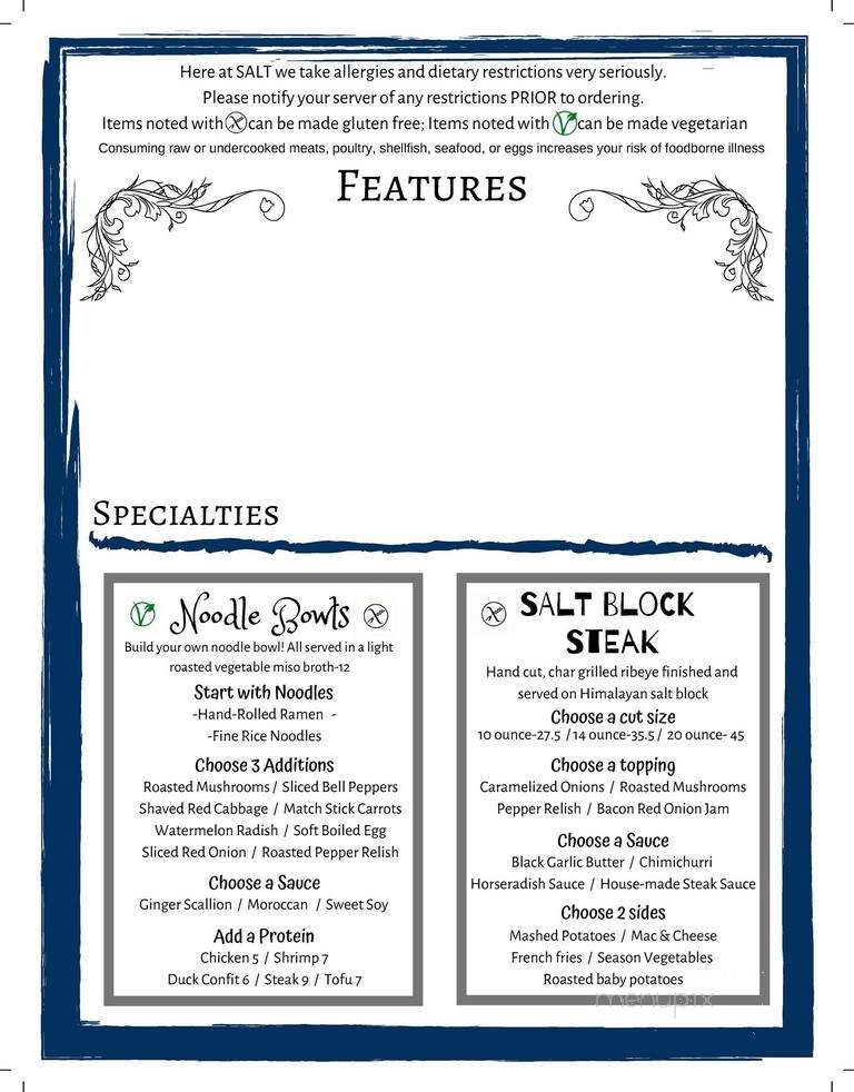 Salt American Bistro and Wine Bar - Broadalbin, NY menu_pic