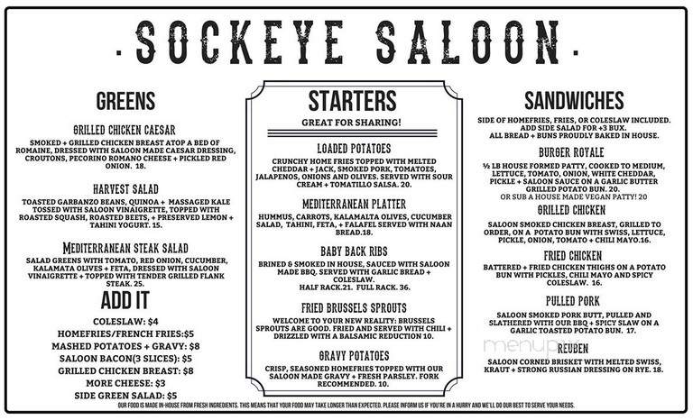Sockeye Saloon - King Salmon, AK menu_pic