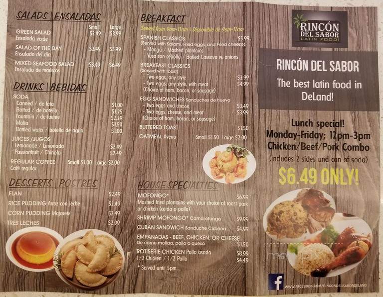 Rincon del Sabor - DeLand, FL menu_pic