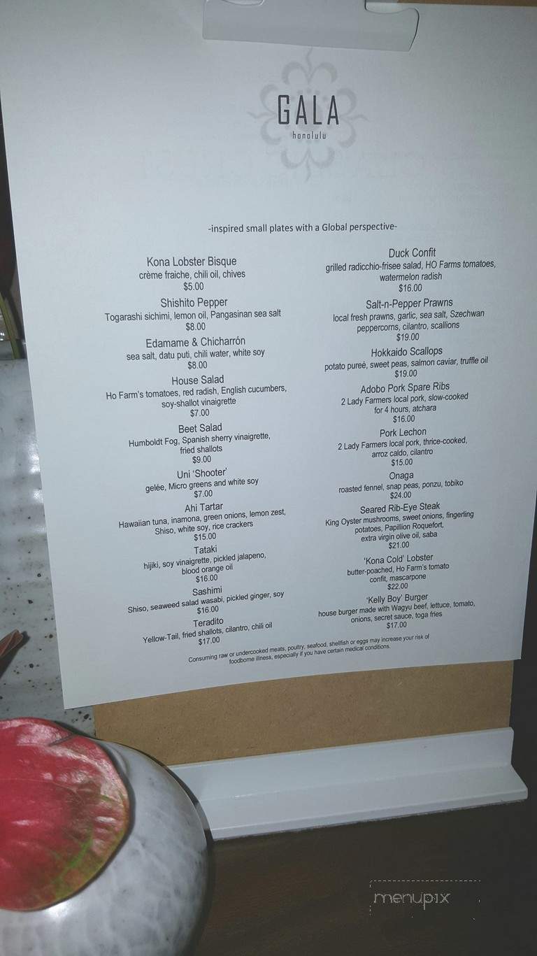 GALA Honolulu - Honolulu, HI menu_pic