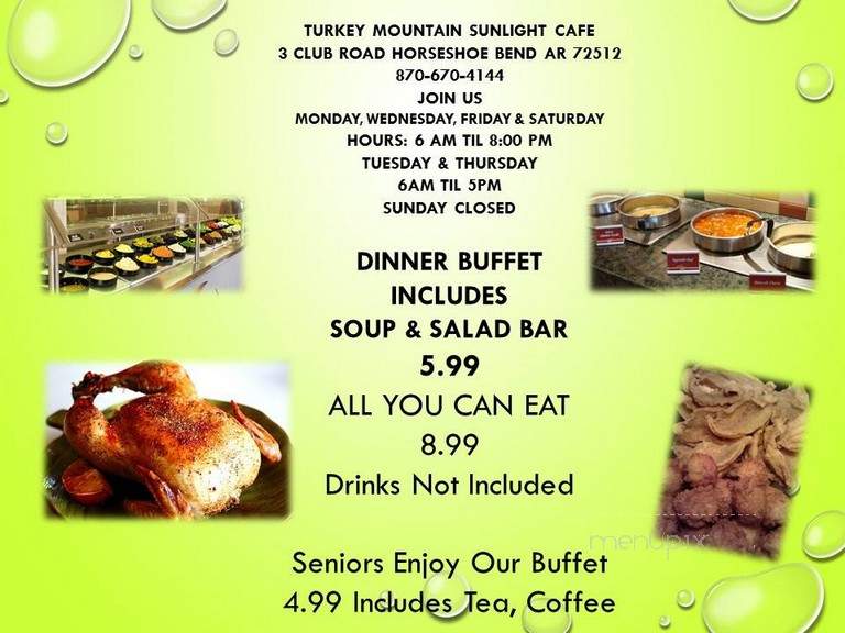 Sunlight Cafe - Horseshoe Bend, AR menu_pic