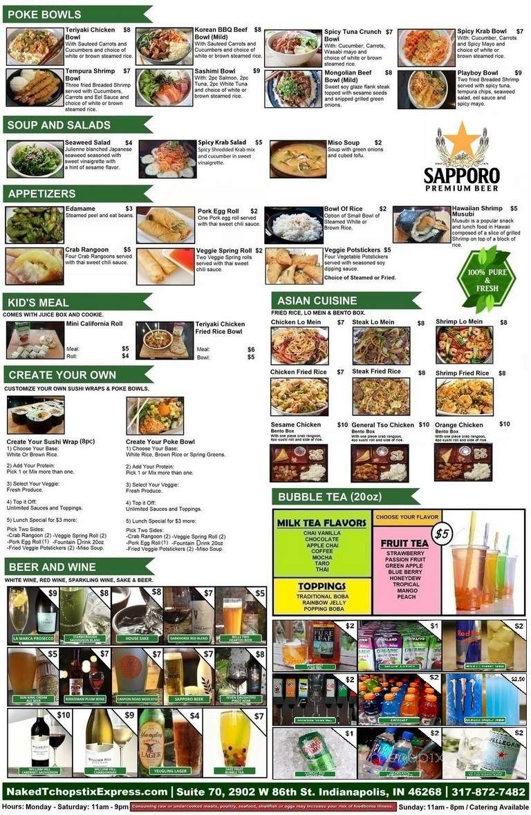 Naked Tchopstix Express - Indianapolis, IN menu_pic