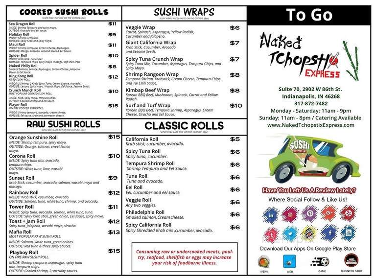 Naked Tchopstix Express - Indianapolis, IN menu_pic