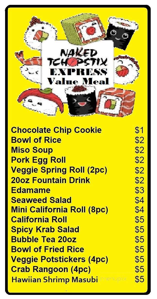 Naked Tchopstix Express - Indianapolis, IN menu_pic